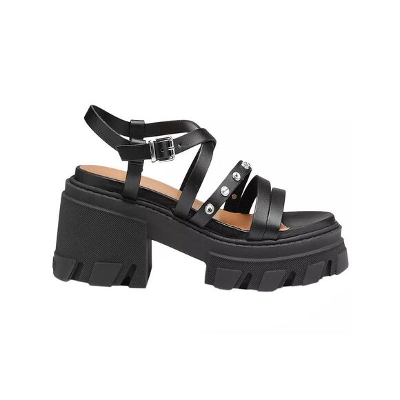 Ganni Shoes - Ganni Womens Cleated Strappy Block Heel Sandals 39 Black - NIB $475